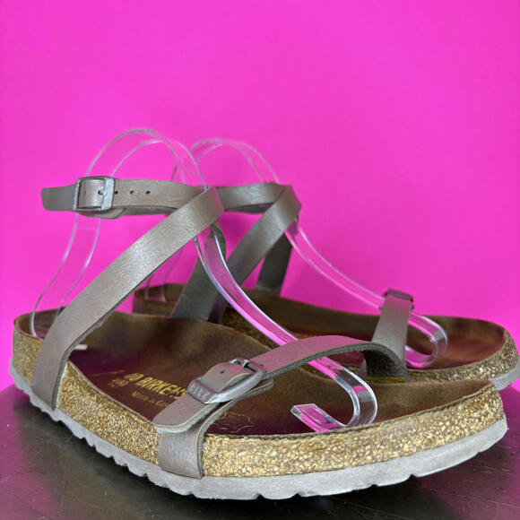 Birkenstock Daloa Brown Birko-Flor Crisscross Ankle Strap Sandal Sz 9 - Picture 1 of 7